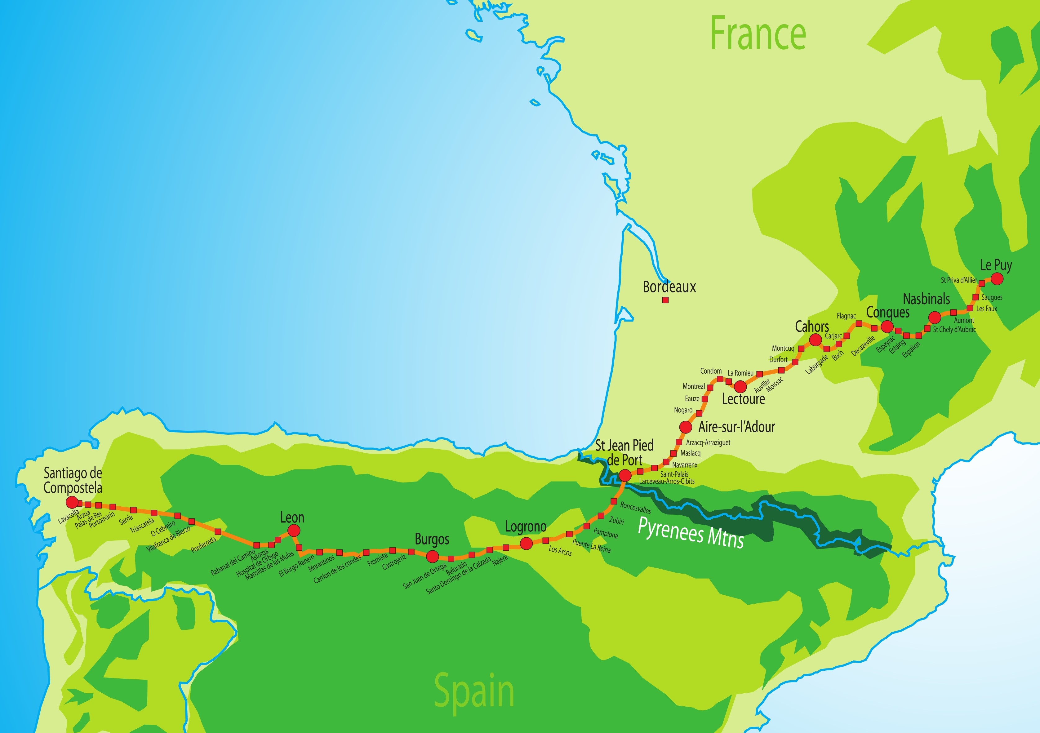 camino de santiago french way map